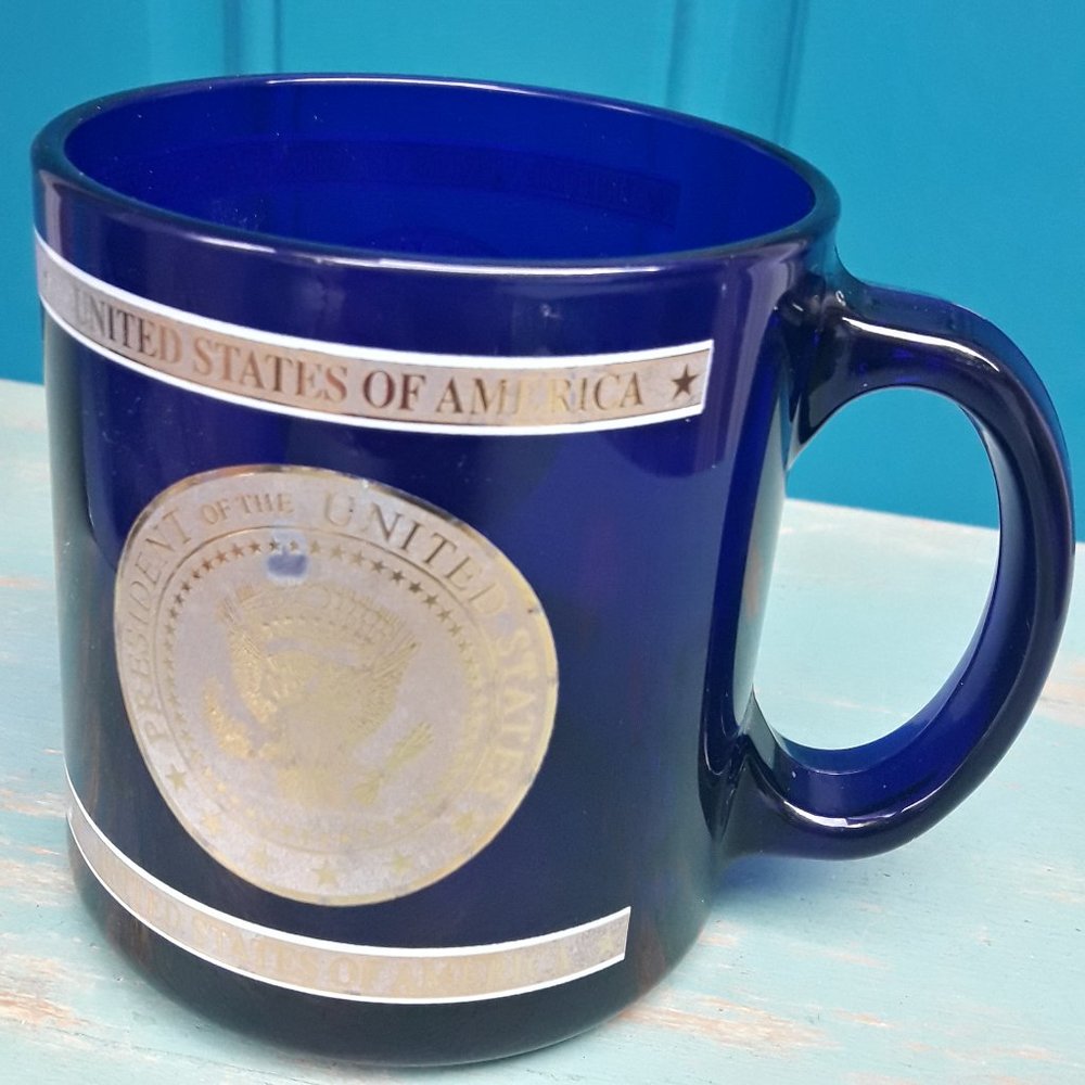 Mug President of the United States Cobalt Blue Glass Coffee Cup Gift for Him Man - Picture 5 of 13